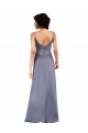 Full Length V-Neckline Silky Satin Bridesmaid Dress with Spaghetti Straps UK