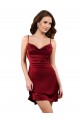 Midi Length Cowl Neck Silky Satin Short Bridesmaid Dress UK