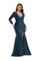 Long Sleeves Draped Wrap Silky Satin Mermaid Bridesmaid Dress with Front Slit UK