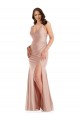 Deep V-Neck Silky Satin Mermaid Bridesmaid Dress with Side Slit UK