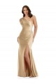 One Shoulder Asymmetrical Cowl Back Silky Satin Mermaid Bridesmaid Dress UK