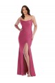 Cowl-Neck Open Tie-Back Silky Satin Mermaid Bridesmaid Dress with Frong Slit UK