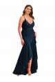 Pleated Wrap Ruffled High Low Silky Satin Bridesmaid Dress UK