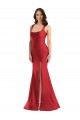 Square Neck Silky Satin Mermaid Bridesmaid Dress with Side Slit UK