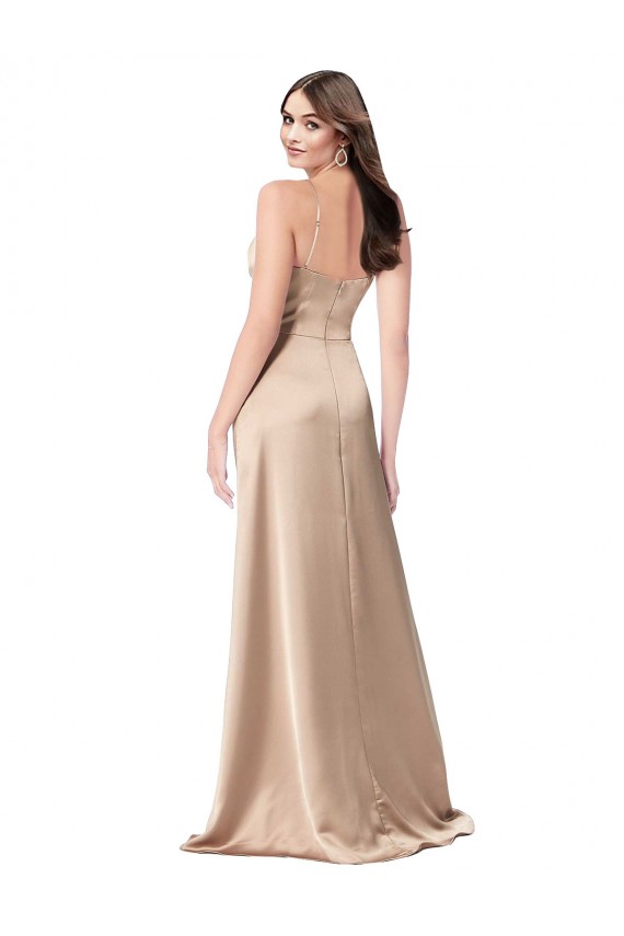 Silky Satin Bridesmaid Dress with Draped Surplice Bodice UK