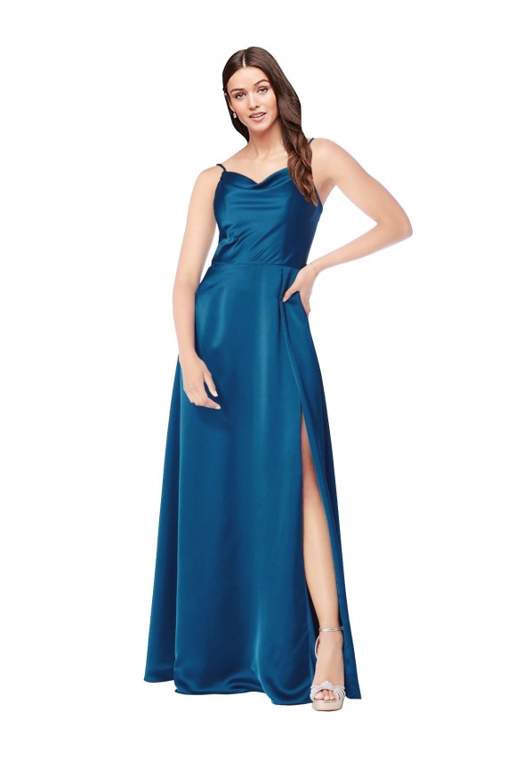 Cowl Neck Salky Satin Bridesmaid Dress UK