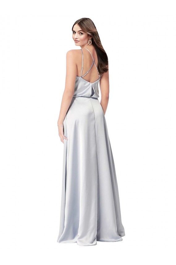 Halter Neck Silky Satin Bridesmaid Dress with Strappy Back UK