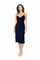 Short Midi Length Silky Satin Bridesmaid Dress with Cowl Neck and Cross Back Straps UK