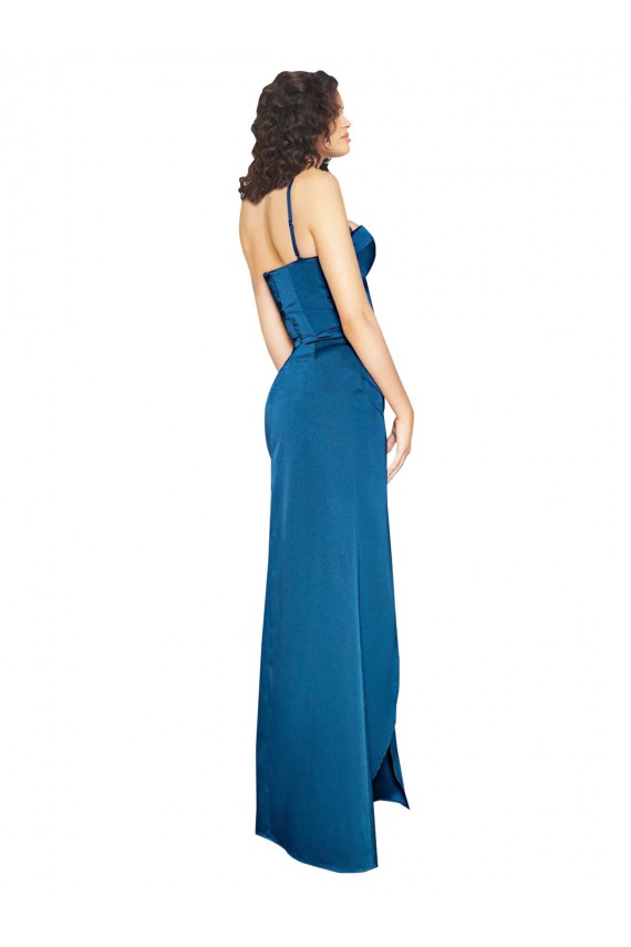 Full Length Bustier Style Long Silky Satin Bridesmaid Dress with Low Back UK