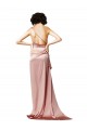 Low Back One Shoulder Full Length Silky Satin Bridesmaid Dress UK