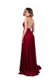 A-Line Halter Plunge V-Neckline Open Back Spandex Bridesmaid Dress with Slit UK