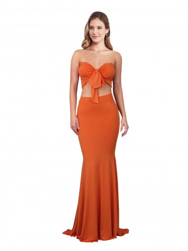 Strapless Bandeau Bodice Long Spandex Bridesmaid Dress UK