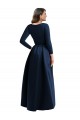 Long Sleeves Wrapped Spandex Bridesmaid Dress with High Low Full Skirt and Pockets UK