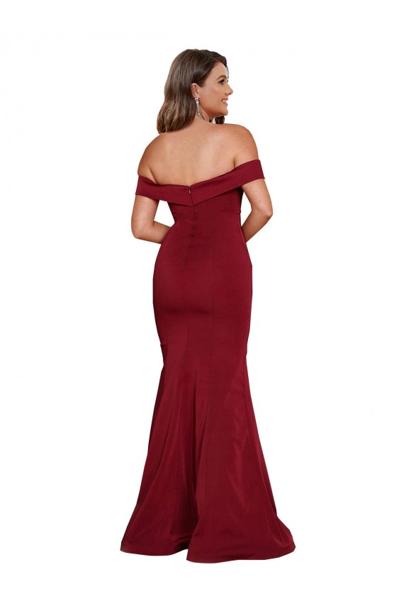 Off Shoulder Sleeves Sweetheart Neckline Long Spandex Bridesmaid Dress UK