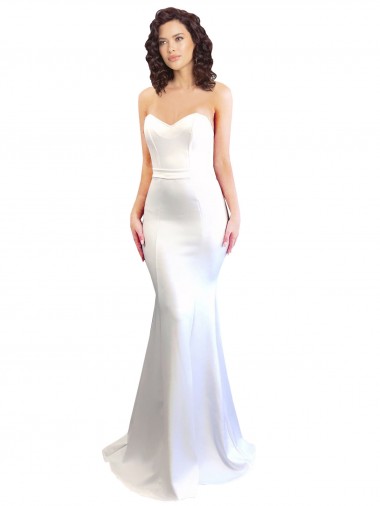 Sweetheart Strapless High Neck Long Crepe Bridesmaid Dress UK