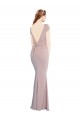 Boat Neck Cap Sleeve Crepe Bridesmaid Dress with Plunging Tie Back UK