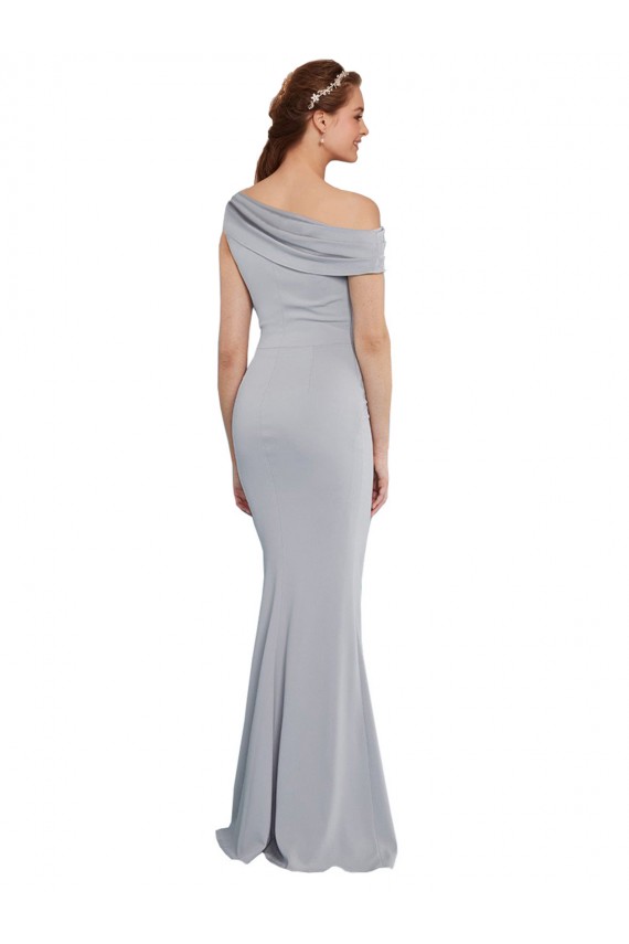 Off the Shoulder Asymmetrical Mermaid Crepe Bridesmaid Dress UK