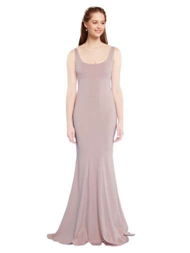 Sleeveless Scoop Neck Fully Lined Crepe Bridesmaid Dress UK