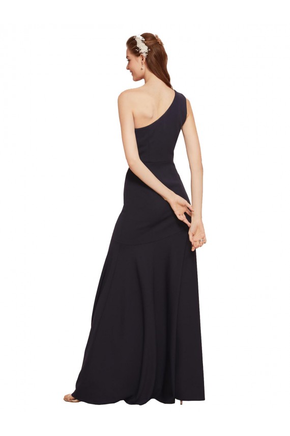 Fit and Flare Crepe Bridesmaid Dress with One Shoulder UK