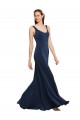 Fit and Flare Long Crepe Bridesmaid Dress with Round Neck UK