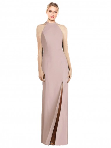 High Neck Cutout Halter Trumpet Bridesmaid Dress UK