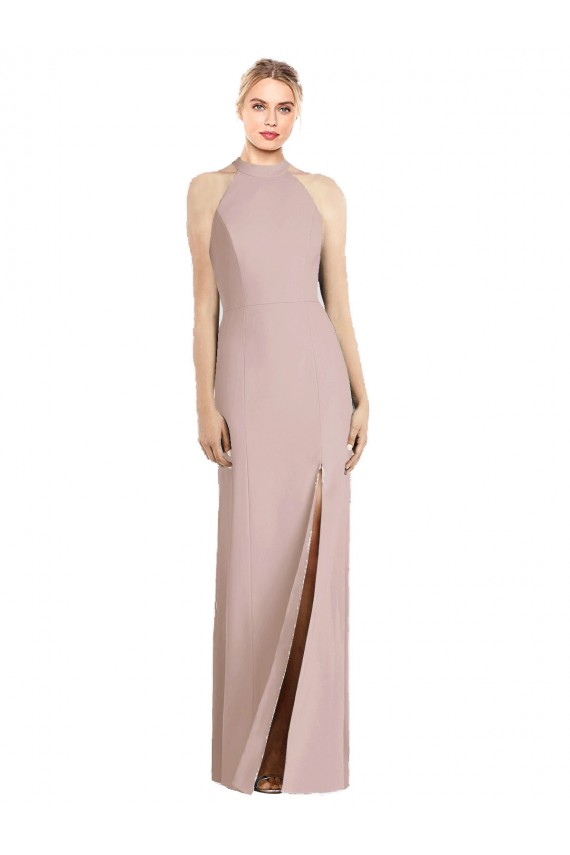 High Neck Cutout Halter Trumpet Bridesmaid Dress UK