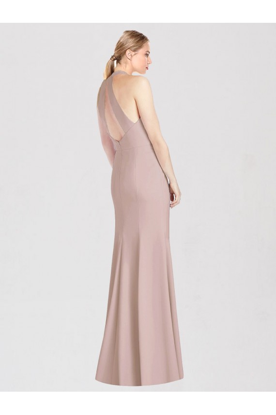 High Neck Cutout Halter Trumpet Bridesmaid Dress UK