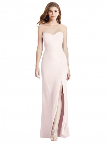 Strapless Crepe Trumpet Bridesmaid Dress with Front Slit UK