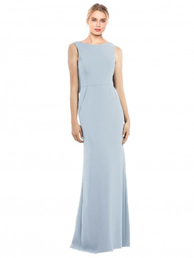 Draped Backless Crepe Bridesmaid Dress with Pockets UK