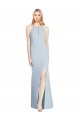 Full Length Sleeveless Halter Bridesmaid Dress with Keyhole Back UK