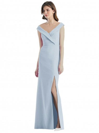 Romantic Off the Shoulder Long Maxi Bridesmaid Dress with Side Slit UK