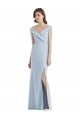 Romantic Off the Shoulder Long Maxi Bridesmaid Dress with Side Slit UK