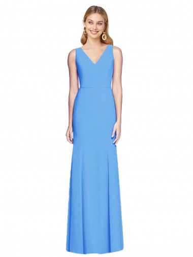 Flattering Trumpet Long Sleeveless Bridesmaid Dress with Open Back UK