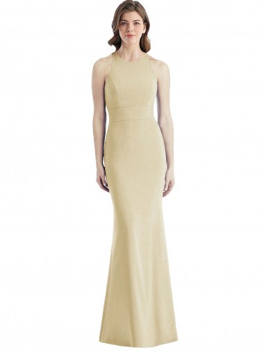 Criss Cross Twist Cutout Back Trumpet Bridesmaid Dress UK