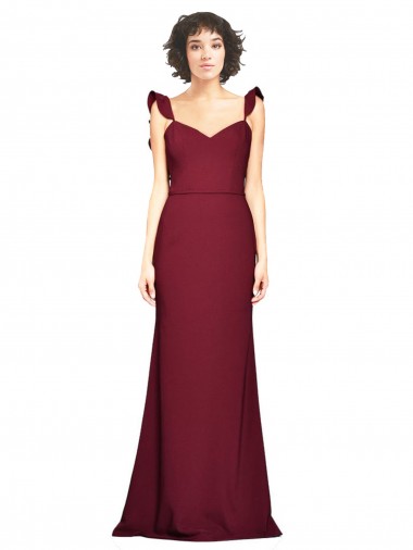 Crepe Slip Bridesmaid Dress with Ruffled Straps UK