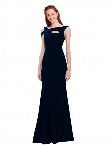 Sleeveless Crepe Mermaid Bridesmaid Dress with Side Slit UK