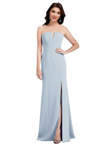 Strapless Notch Crepe Bridesmaid Dress with Front Slit UK