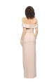 Off the Shoulder Long Crepe Bridesmaid Dress with Waist Tie and Slit UK