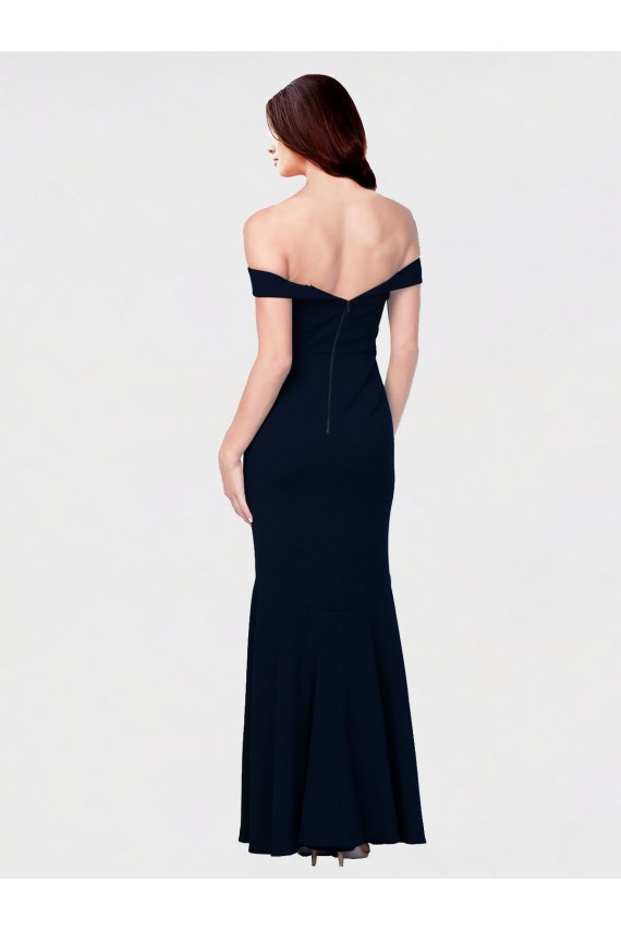 Mermaid Off the Shoulder Long Crepe Bridesmaid Dress with Low Back UK