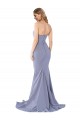 Long Strapless Sweetheart Sweep Train Crepe Bridesmaid Dress with Low Back UK