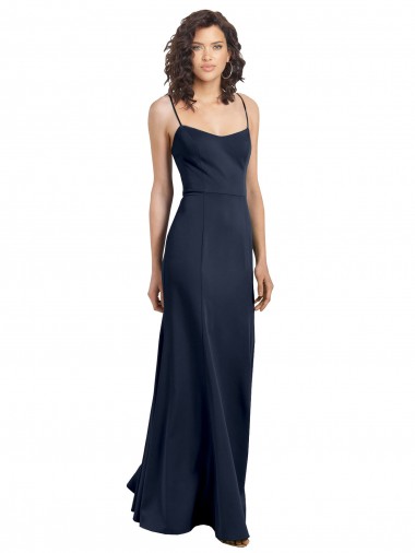 Fit and Flare Scoop Neck Long Sleeveless Stretch Crepe Bridesmaid Dress UK