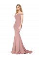 Off the Shoulder Sweetheart Long Sweep Train Crepe Bridesmaid Dress UK