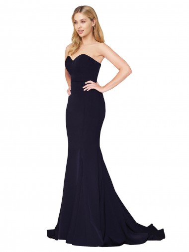 Sweetheart High Neck Sweep Train Sleeveless Crepe Bridesmaid Dress UK