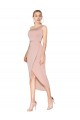 Knee Length One Shoulder Crepe Wrap Short Bridesmaid Dress UK