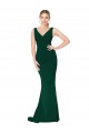 V-Neck Floor Length Long Crepe Mermaid Bridesmaid Dress UK