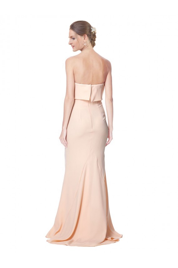 High Neck Strapless Long Crepe Maxi Bridesmaid Dress with Overlay UK