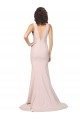 Deep Plunging V-Neckline Full Length Crepe Bridesmaid Dress with Deep V-Backline UK