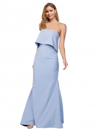 Strapless Full Length Crepe Bridesmaid Dress with Bodice Overlay UK