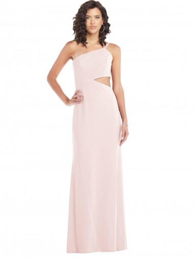 Flirty One Shoulder Midriff Cutout Maxi Bridesmaid Dress UK