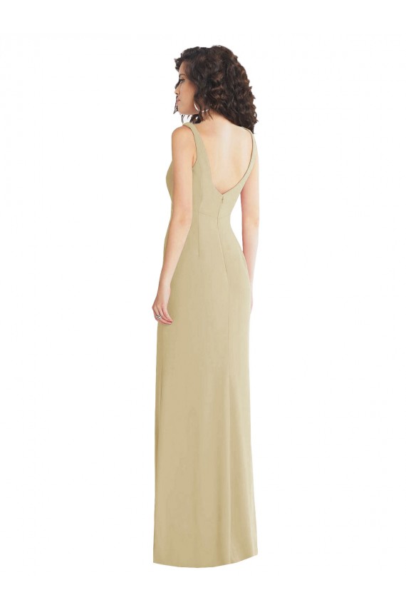 Wide Strap Slash Cutout Empire Bridesmaid Dress with Front Slit UK